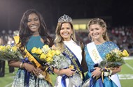 Miss Yellow Jacket Ilyria Johns, 2017 TCCHS Homecoming Queen Savannah Barrett and Miss Spirit Georgia Smith after the crowning.