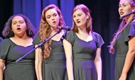 Bella Voce members (left to right) Jalyssa Gibson, Katelynn Madden, Sarah Kefalas and Karlyn Rose perform “City of Stars.”