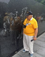 Local World War II veteran Logan Lewis visits the Korean War Veterans Memorial Mural Wall in Washington, D.C. during his Honor Flight Tallahassee trip.