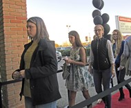 TCCHS Broadcasting students (left to right) Jennifer Wilson, Alyssa Yates, Hailee Wilder and Cali Wharton outside Gateway Cinemas.