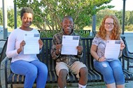 TCCHS “Splendors of the Mediterranean” scholarship recipients include: (left to right) Za’Miriya Sneed, Shadrick Hollis and Katelyn Watson.  Not pictured are Abigail Beamon and Britney White. 