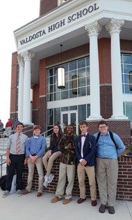 tudents Ethan Nicoll, Jack Cantrell, Gaelle Gasque, Shadrick Hollis, Nathaniel Bellamy and Norman Desourdy after attending the Wildcat Classic at Valdosta High School.