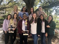TCCHS FGE students and advisers celebrate recognitions from the 2019 Future Georgia Educators State Competition