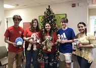 lex Marquez, Abby Allensworth, Megan Stewart, Caleb Kinneer and A'Kiraney Graham with donated stuffed animals given to the Tallahassee Memorial Hospital Foundation for the TMH Children’s Center