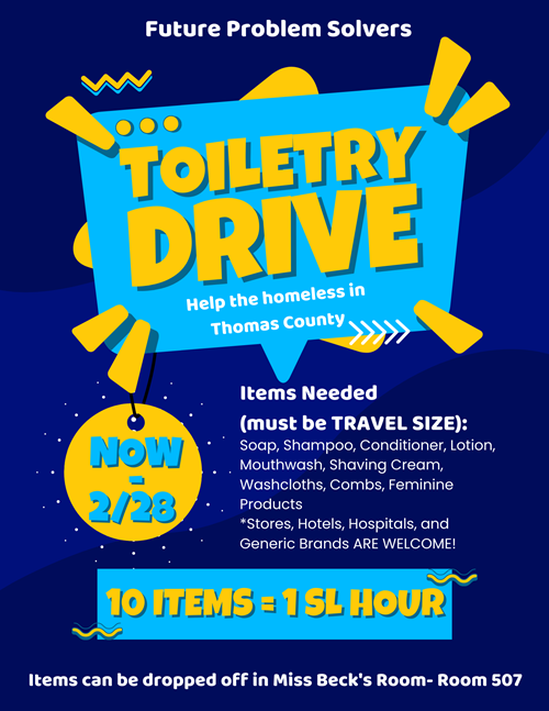 Future Problem Solvers Toiletry Drive