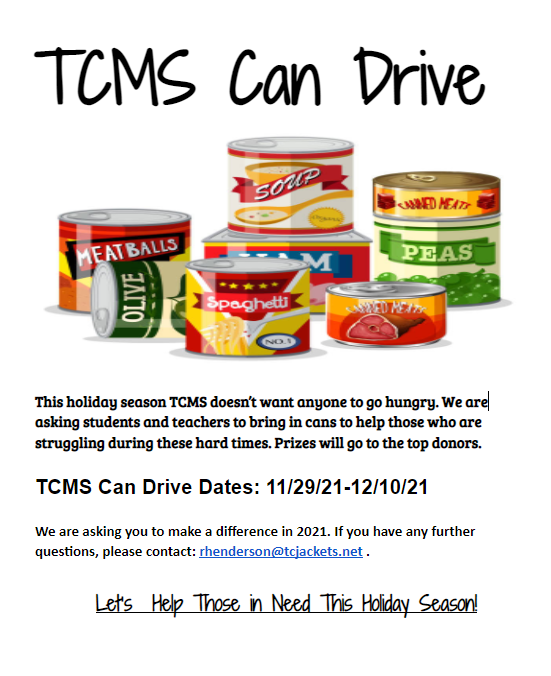 TCMS Can Food Drive 2021