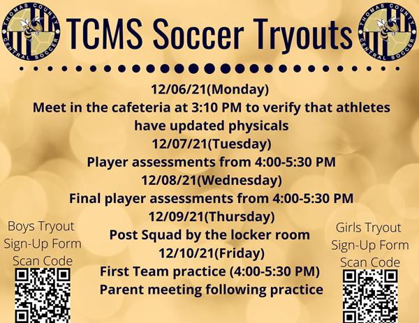 TCMS Soccer Tryout Information