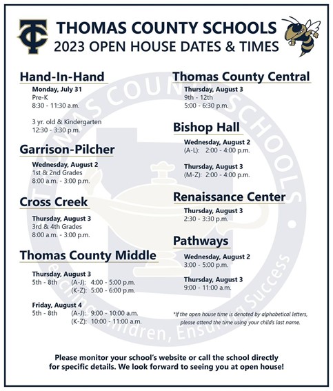 Thomas County Schools Open House 2023