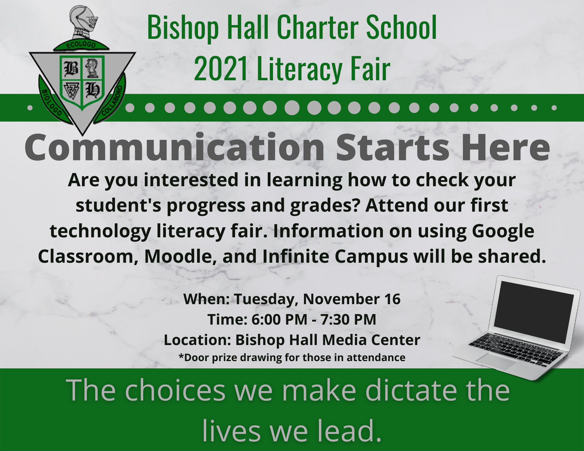 Bishop Hall Literacy Fair - Nov 16, 6:00 - 7:30 pm 