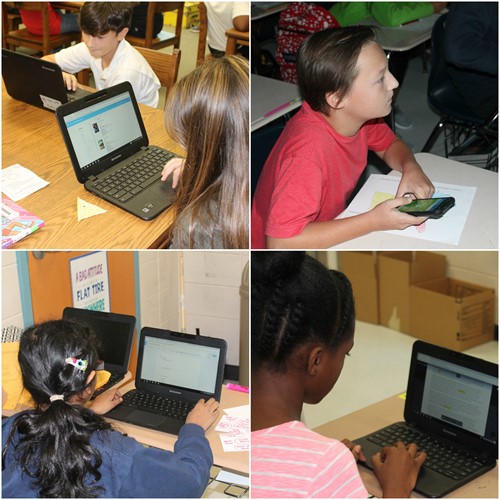 Middle School students using technology for learning